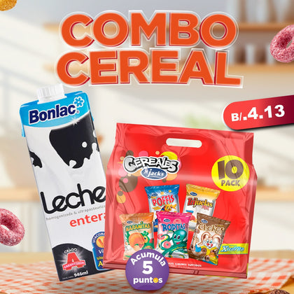 Leche entera uht 946ml + cereal jacks 10 pack 250g