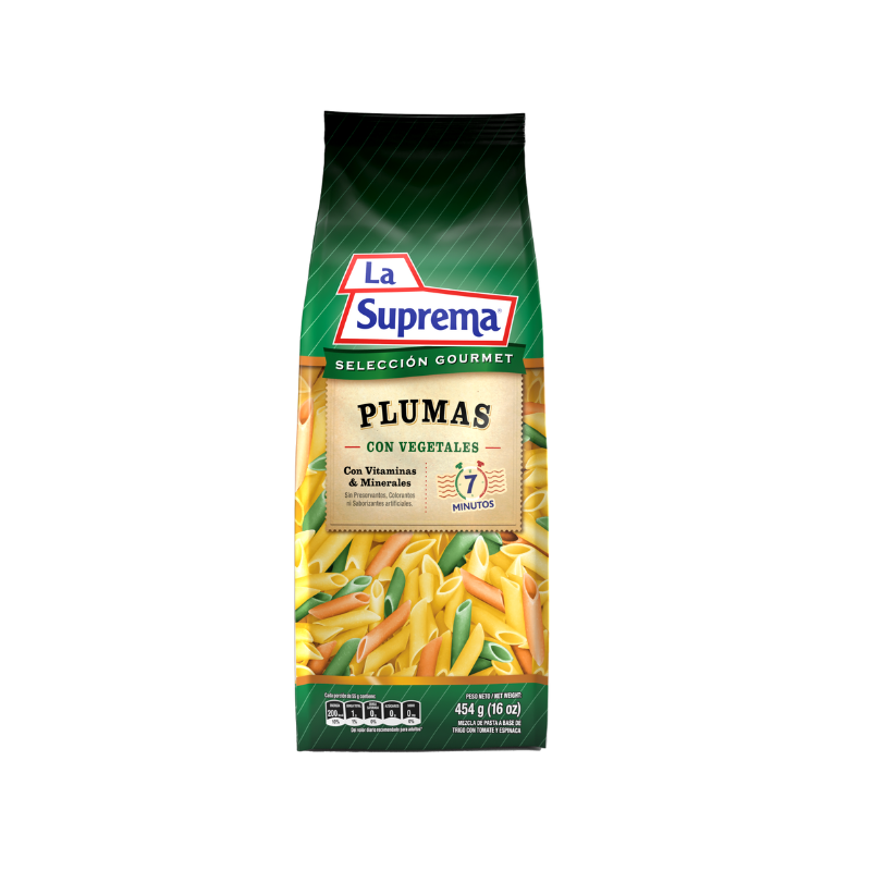 Pluma con Vegetales Pastas La Suprema 454g