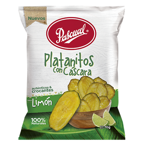 Platanito Verde con Cáscara sabor Limón Pascual 70g
